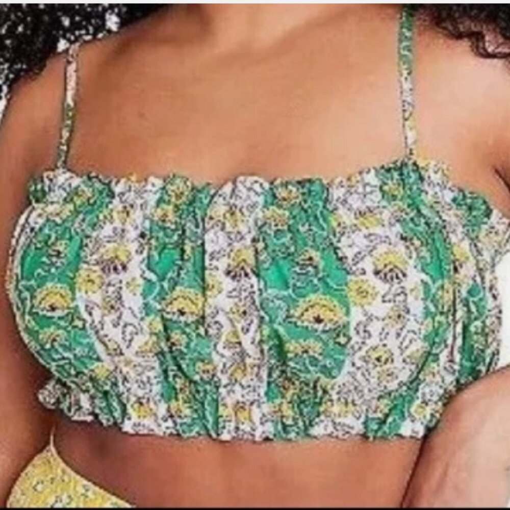 RHODE Crop Bra Top x Target NWT Green floral spaghetti straps Women size M